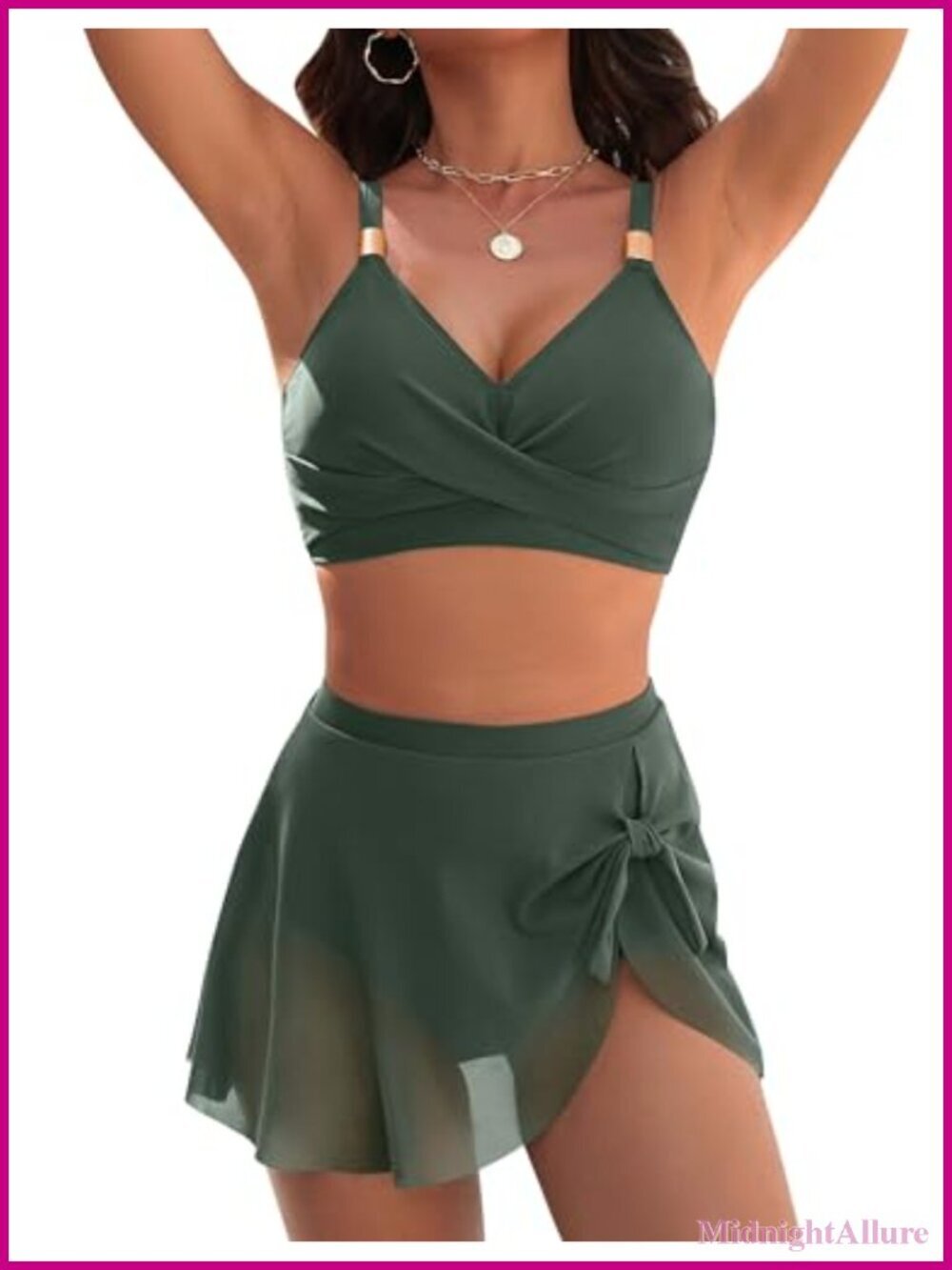 High Waisted Bikini Set Two Piece Swimsuits Tummy Control Tie Knot Bathing Suits